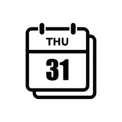 31 thursday icon with white background, calender icon