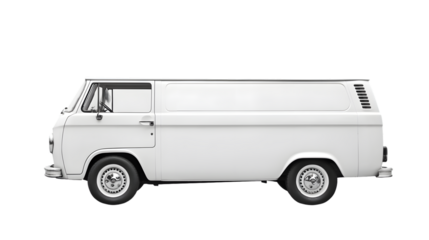 Clean White Cargo Van Isolated on Transparent Background, Professional Vehicle Transport Concept