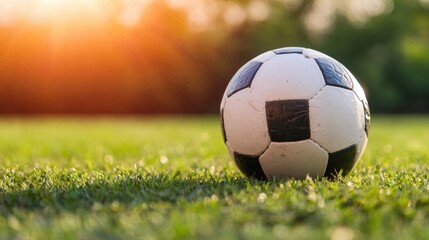 A soccer ball on a grass field.