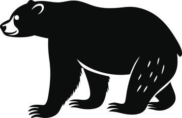 Black Bear Silhouette in Flat Design