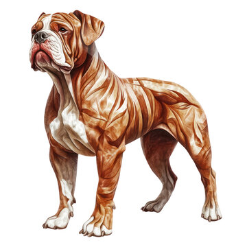 Majestic Bulldog: A proud, muscular bulldog stands tall, exuding strength and confidence. Its distinctive features and powerful stance create a striking and memorable image.