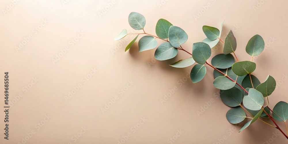 Poster elegant greenery branch on a neutral background, perfect for minimalist design and nature-inspired p