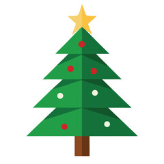 Obraz premium A green fir vector illustration depicts a Christmas tree, an isolated holiday decoration for winter celebration