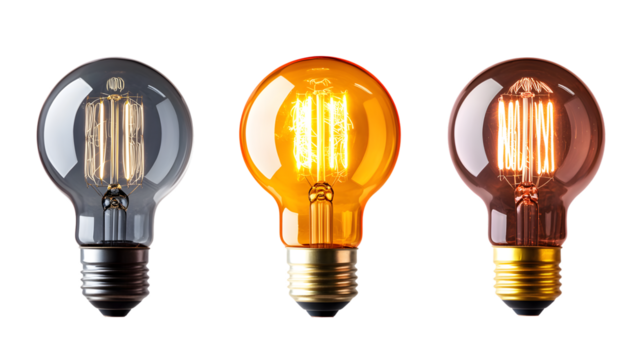 Bright Light Bulb Isolated on Transparent Background for Creative Concepts and Innovation