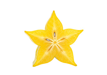 Fototapeta premium Star Fruit Image Fresh Carambola Slice Tropical Fruit Photo on Transparent background