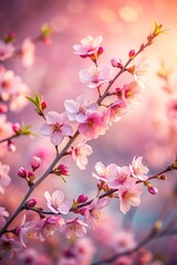 Obraz premium Beautiful close up view of delicate pink cherry blossom flowers during spring bloom.