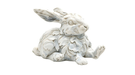 Cute Rabbit Sitting Isolated on Transparent Background for Adobe Stock Photos