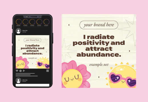 Brown And Beige Cute Happy Affirmation Message Post