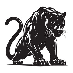 Dynamic crouching panther silhouette for wildlife visuals that capture animal grace – crouching panther vector – crouching panther illustration – silhouette of crouching panther

