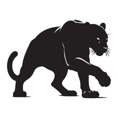 Stealthy crouching panther silhouette ideal for creating nature-inspired digital artwork – crouching panther vector – crouching panther illustration – silhouette of crouching panther

