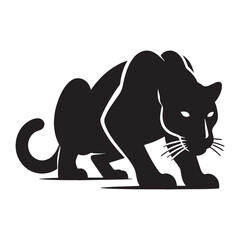 Dynamic crouching panther silhouette perfect for dramatic nature and wildlife themes – crouching panther vector – crouching panther illustration – silhouette of crouching panther

