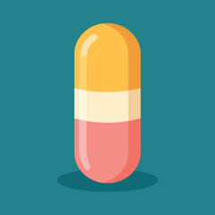 Bright medical capsule vector illustration isolated on dark background. Fully editable vector, isolated from background for easy use and customization.