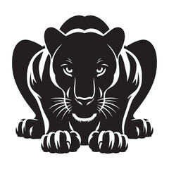 Intense and fierce crouching panther silhouette perfect for bold wildlife artwork – crouching panther vector – crouching panther illustration – silhouette of crouching panther

