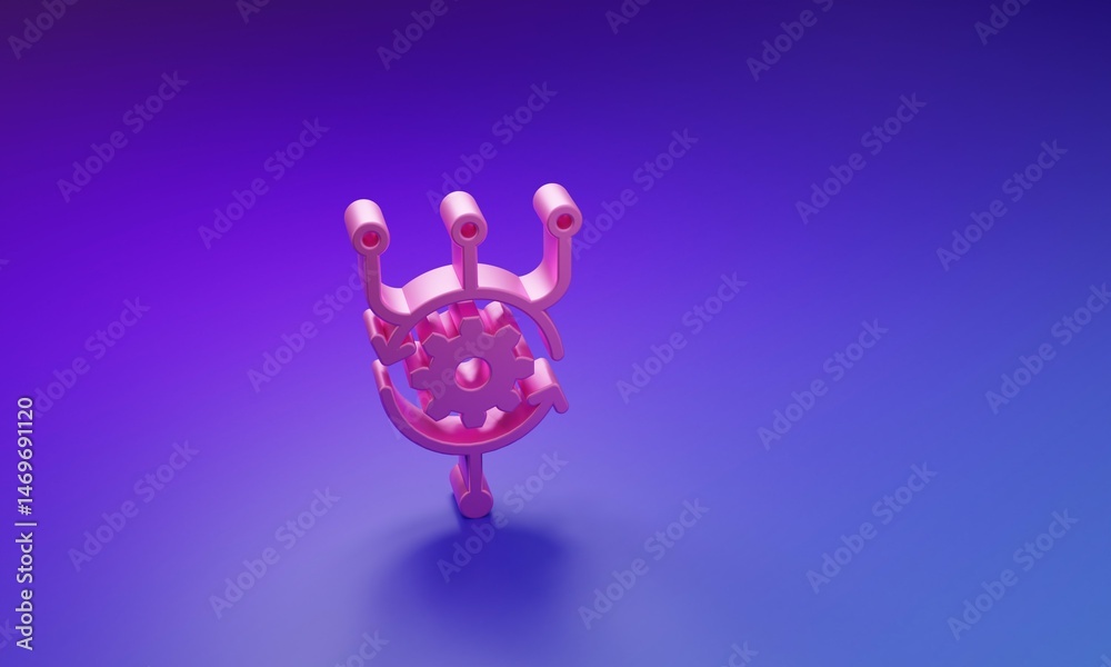 Poster Pink Algorithm icon isolated on purple-blue background. Algorithm symbol design from Artificial Intelligence collection. Minimalism concept. 3D render illustration