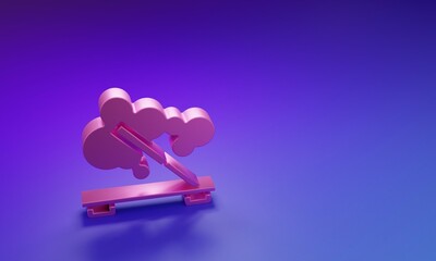 Pink Scented spa stick on a wooden stand icon isolated on purple-blue background. Incense stick. Cosmetic procedure aromatherapy. Minimalism concept. 3D render illustration