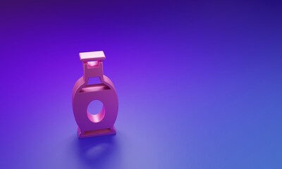 Pink Indian vase icon isolated on purple-blue background. Minimalism concept. 3D render illustration