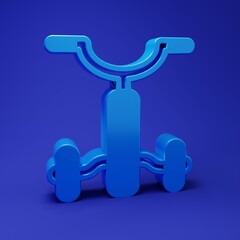 Blue Bicycle for kids icon isolated on blue background. Minimalism concept. 3D render illustration