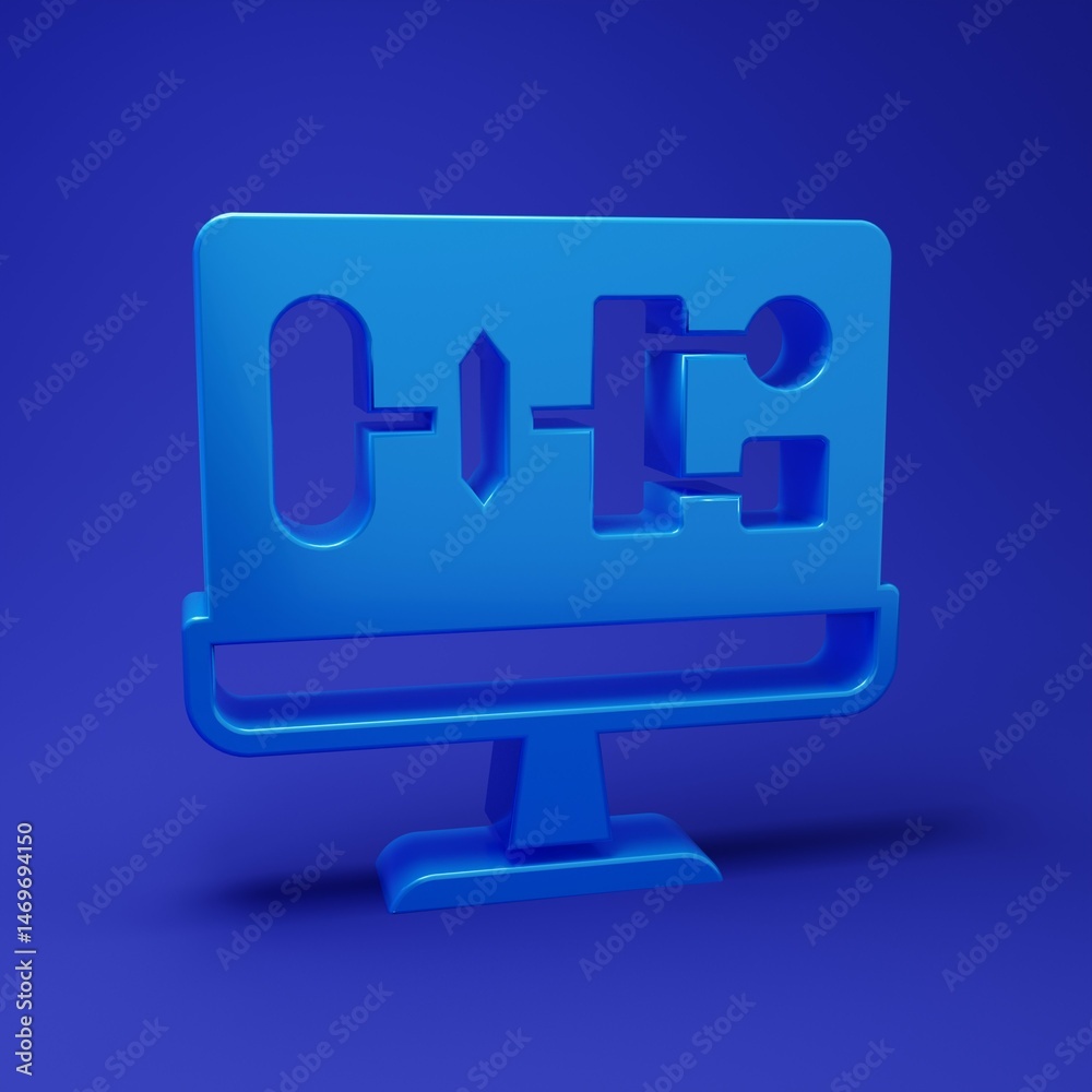 Poster Blue Algorithm icon isolated on blue background. Algorithm symbol design from Artificial Intelligence collection. Minimalism concept. 3D render illustration