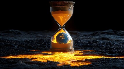 Hourglass holding the disintegrating earth