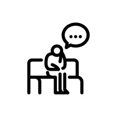 man ponder outline icon. figure pondering on chair line art illustration.