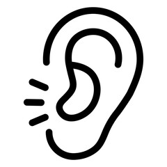 Illustration showing a black ear icon on a white background