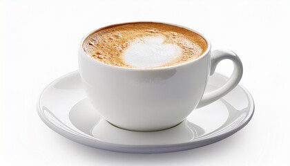 white cup of coffee cappuccino isolated on white background with clipping path