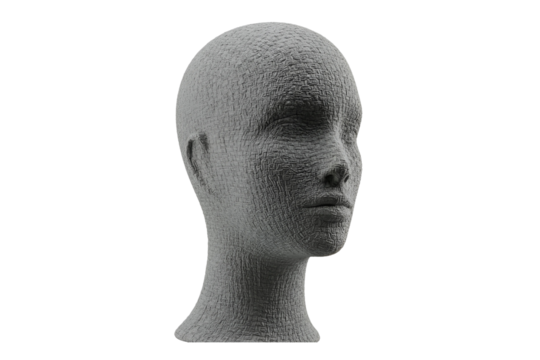 3D Render of Human Head Without Facial Features – Transparent Background