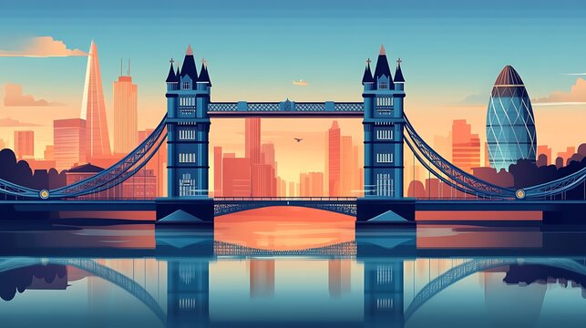 London sunrise with Tower Bridge view.