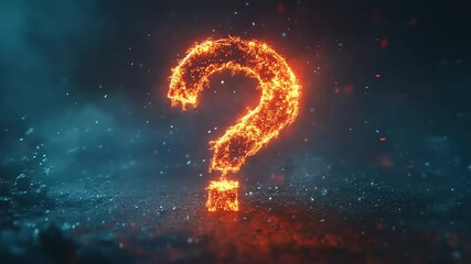Glowing Question Mark in Mystical Dark Environment - Powered by Adobe