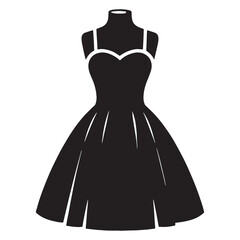 Stylish A-line dress silhouette designed for modern fashion trends &ndash; A-line dress vector &ndash; A-line dress illustration &ndash; ladies dress silhouette &ndash; silhouette of A-line dress

