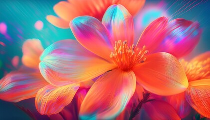 Vibrant Orange Flower Petals, Artistic, Colorful, Bloom, Nature, Macro, Surreal, Digital Art, Irides