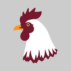 a speckled white and gray chicken standing upright isolated on a white background