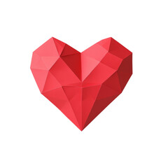 Red polygonal paper heart crafted with clean lines and geometric shapes, symbolizing love and creativity