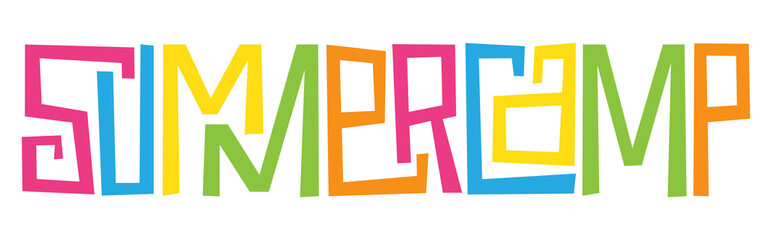Fototapeta na wymiar SUMMER CAMP colourful hand lettering on transparent background
