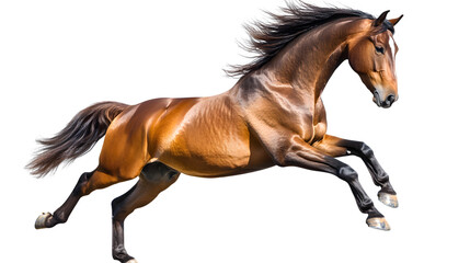 Fototapeta premium Majestic Akhaltekinskaya Horse Standing on Hind Legs in Brown Color