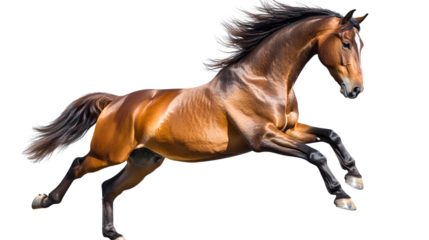 Majestic Akhaltekinskaya Horse Standing on Hind Legs in Brown Color