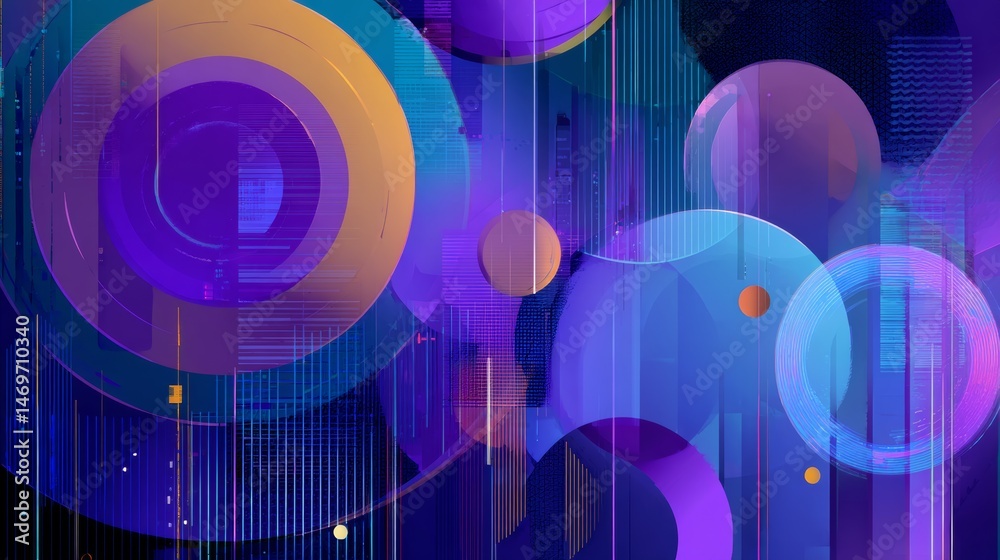 Wall mural vector-style image of futurist background abstract technology