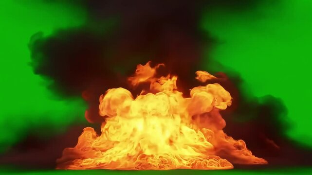 Exploding Fireball Growing on Green Screen Visual Effect