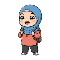 Cartoon character of girl wearing hijab