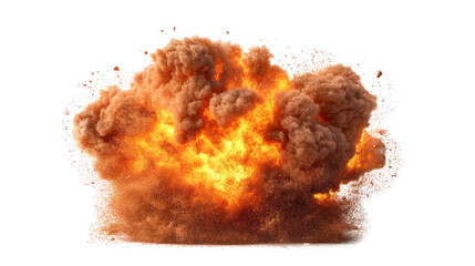 A large explosion is depicted in the image, with a lot of debris and smoke