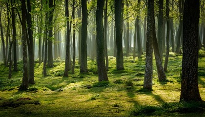 Obraz premium a forest with many trees and a few small trees