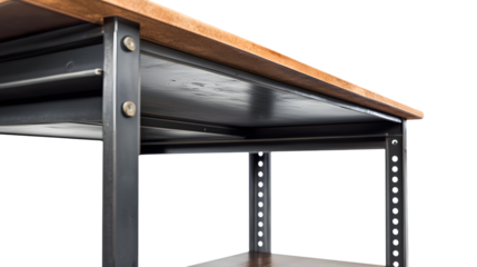 Modern Metal Desk and Shelf Isolated on Transparent Background for Office Workspace Concept