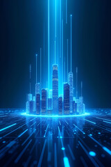 Futuristic Blue Cityscape at Night