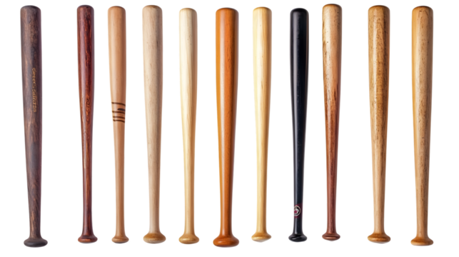 Professional Metal Baseball Bat Collection on Transparent Background