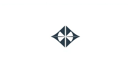 A centered geometric symbol featuring triangles and partial circles on a white background simple design