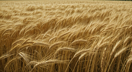 Golden Wheat Field in Wind - A serene view of a golden wheat field swaying  