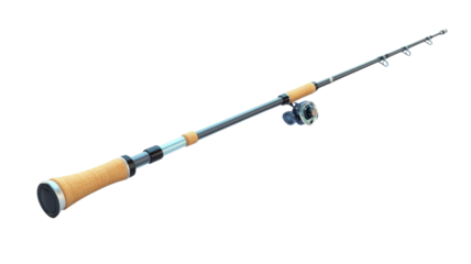 Fishing Rod with Spinning Reel Isolated on Clean White Background