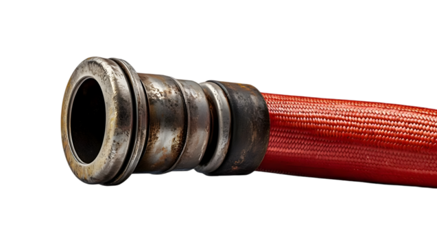 Red Fire Hose with Metal Nozzle