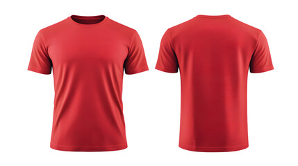 Red T-shirt Front and Back View Isolated on Transparent Background
