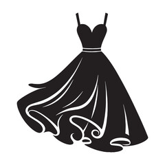 Glamorous cocktail dress silhouette for upscale fashion branding – cocktail dress vector – cocktail dress illustration – ladies dress silhouette – silhouette of cocktail dress

